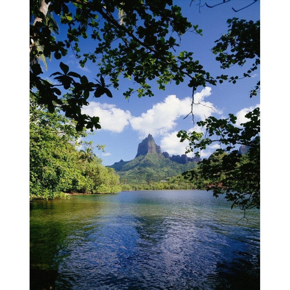 Posterazzi French Polynesia Tahiti Moorea View Of Mount Rotui From Across Opunohu Bay Poster Print