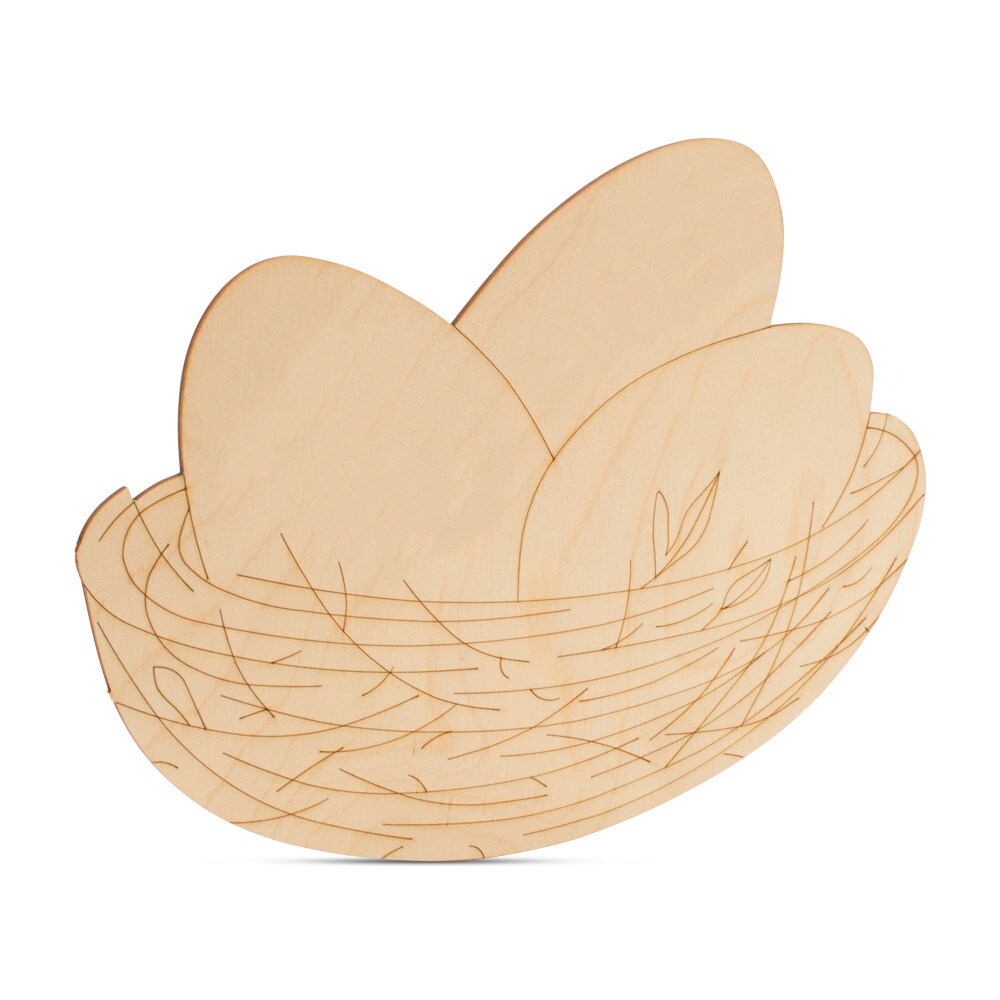 Wooden Eggs in Nest Cutouts 3&#x22;-20&#x201D;, 1/8&#x22; Thick for Easter |Woodpeckers