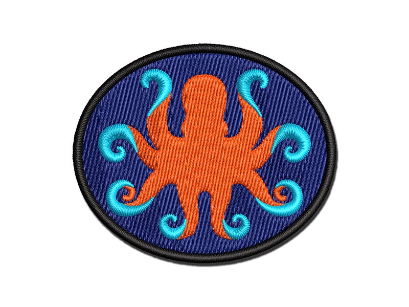 Octopus with Twisting Tentacle Arms Multi-Color Embroidered Iron-On or Hook &#x26; Loop Patch Applique