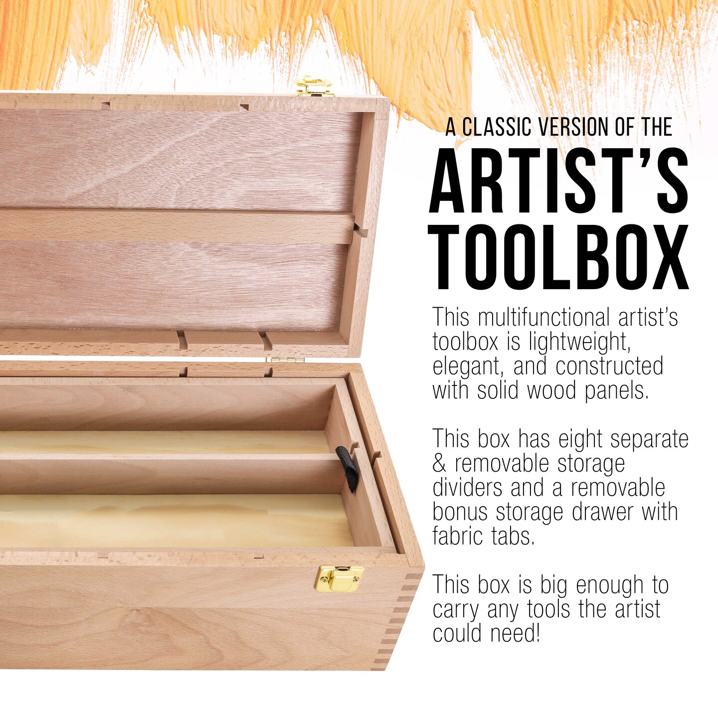 Artist Wood Pastel, Pen, Marker Storage Box with Drawer(s) (Large Tool Box)