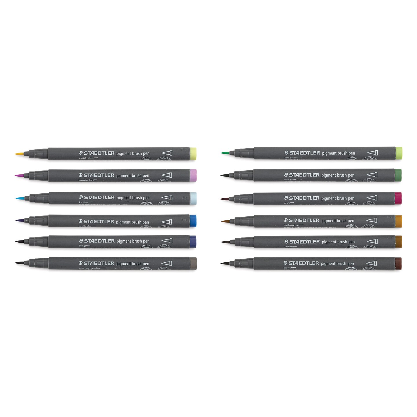 Staedtler Pigment Arts Brush Pens - Nature Colors, Set of 12