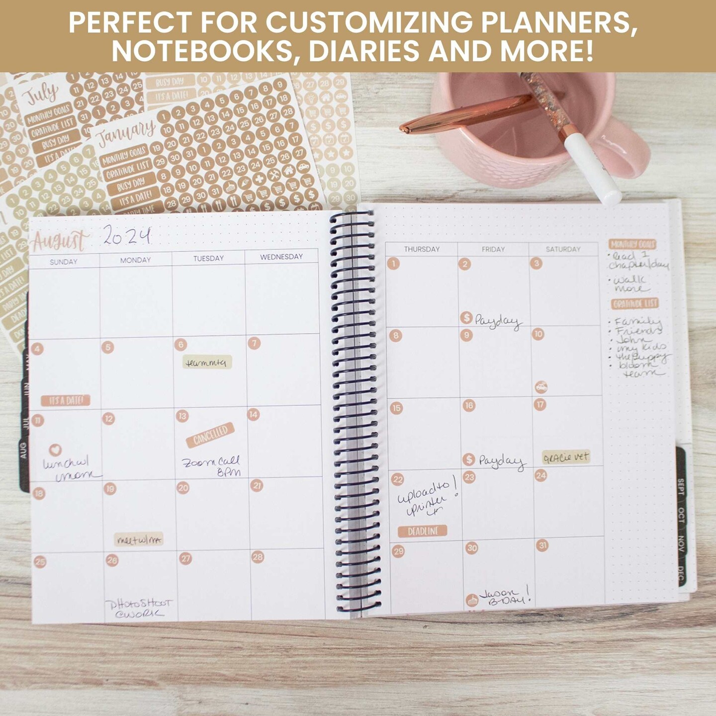 bloom daily planners Planner Sticker Pack, Calendar Essentials, Aesthetic Boho