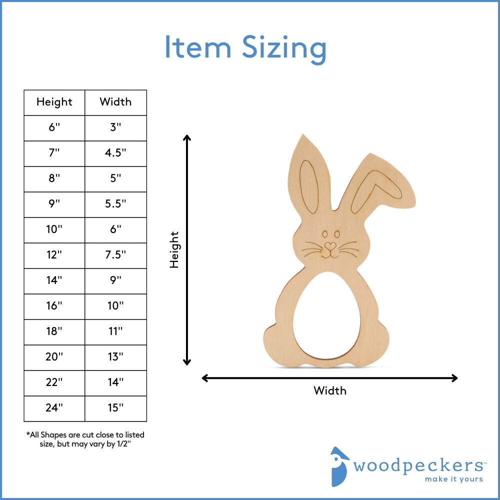 Wooden Bunny Picture Frame 6&#x22;-24&#x201D;, 1/8&#x22; Thick&#xA0;for Easter&#xA0;|Woodpeckers