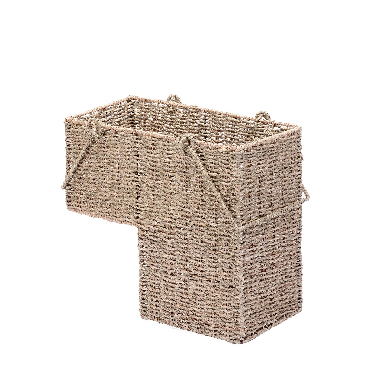 14-Inch Wicker Stair Case Basket Handmade Woven Seagrass Stairstep