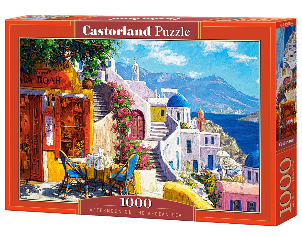 1000 Piece Jigsaw Puzzle, Afternoon on the Aegean Sea, Santorini, Greece, Summer holiday, Adult Puzzle, Castorland C-104130-2