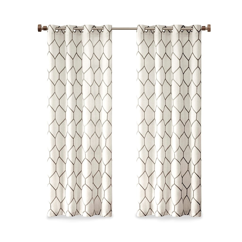 Gracie Mills Mikel Modern Metallic Geo Embroidered Curtain Panel - Grace-8391