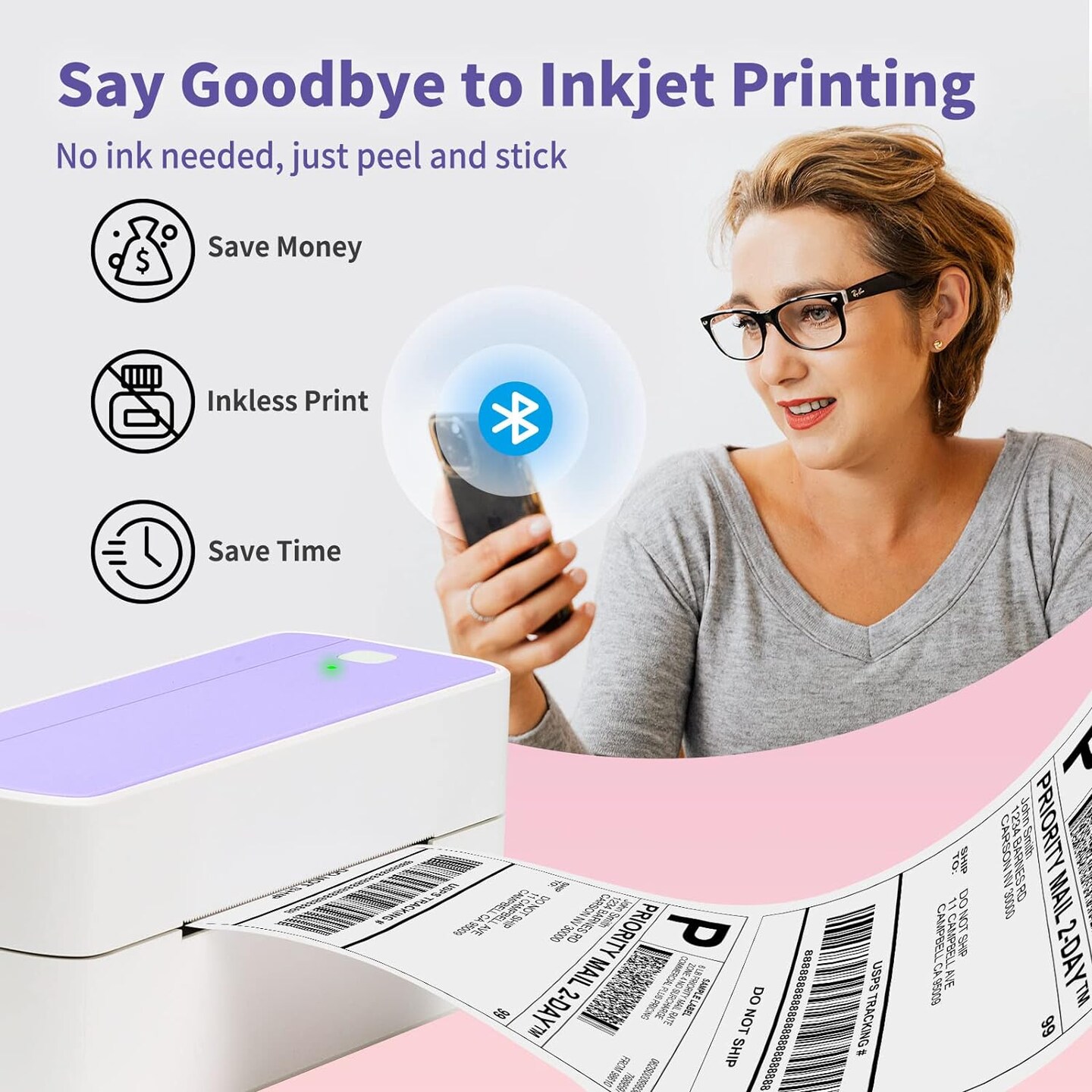 ASprink® - Bluetooth Shipping Label Printer 4x6 - Streamline Your Shipping Process with Ease