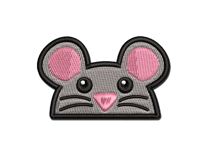 Peeking Mouse Multi-Color Embroidered Iron-On or Hook &#x26; Loop Patch Applique