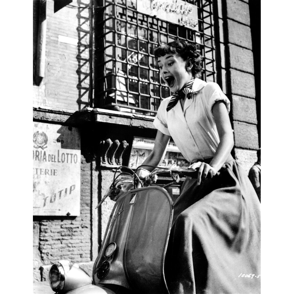 Posterazzi Audrey Hepburn Roman Holiday Riding Vespa Photo Print
