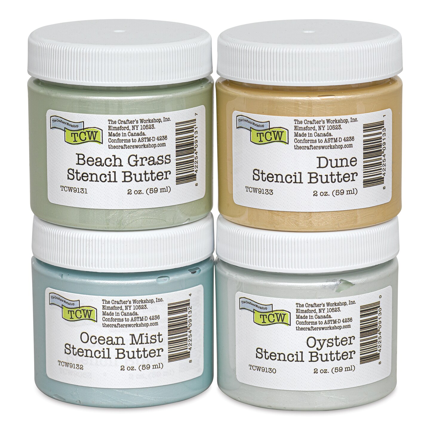 Stencil Butter Acrylic Paints - Coastal, Pkg of 4, 2 oz Jars