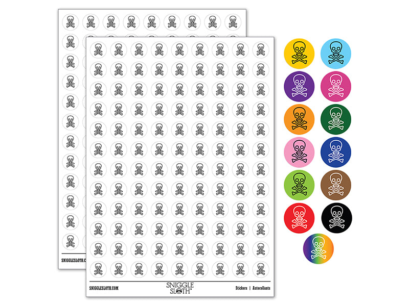 Skull and Crossbones Outline 200+ 0.50&#x22; Round Stickers
