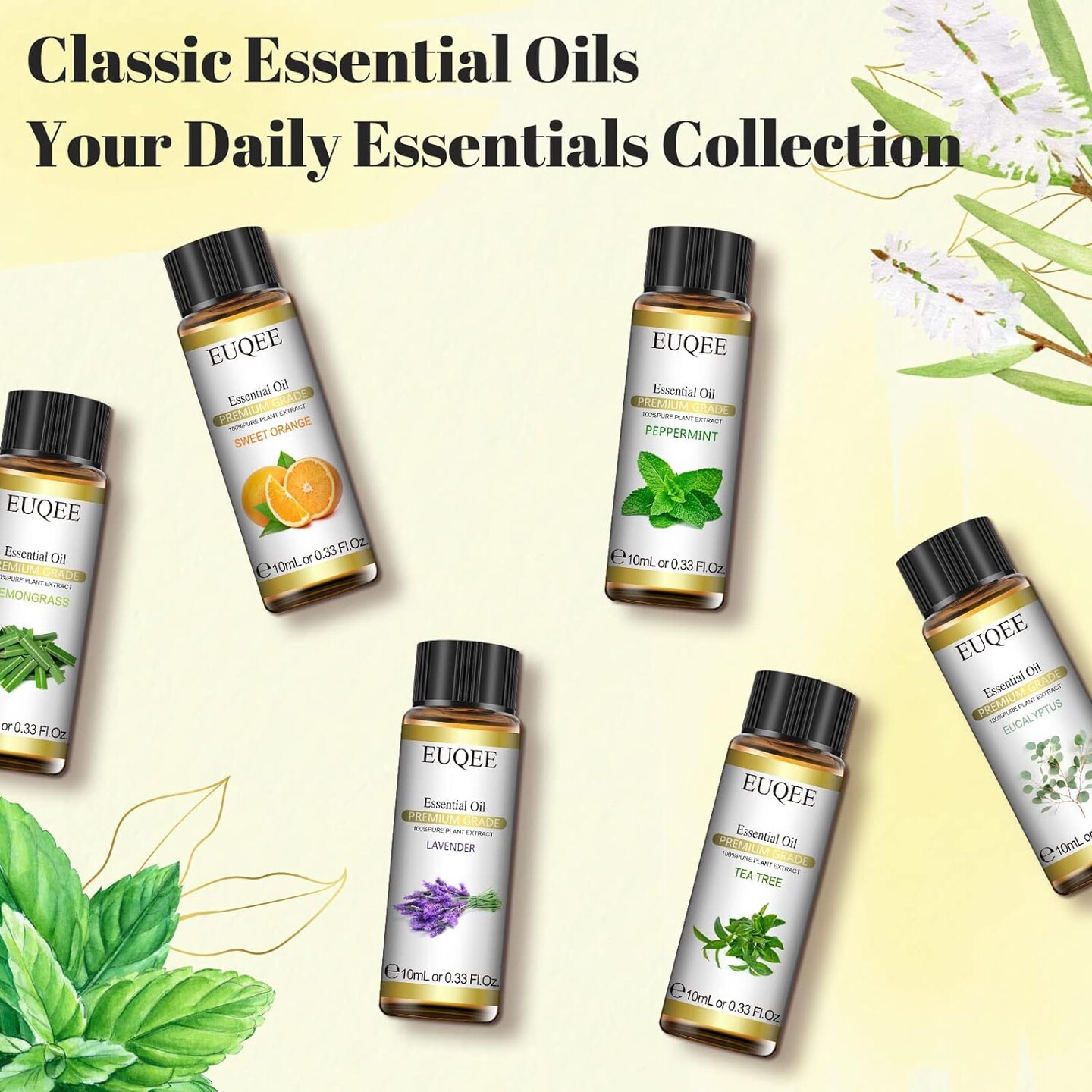 10 ml Assorted Pure Essential Oils Set of 6