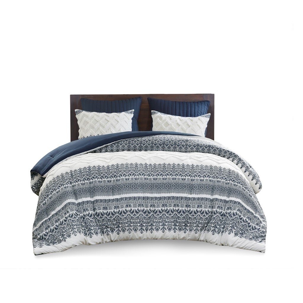Gracie Mills   Robbins 3-Piece Cotton Comforter Set with Chenille Tufting - GRACE-12889