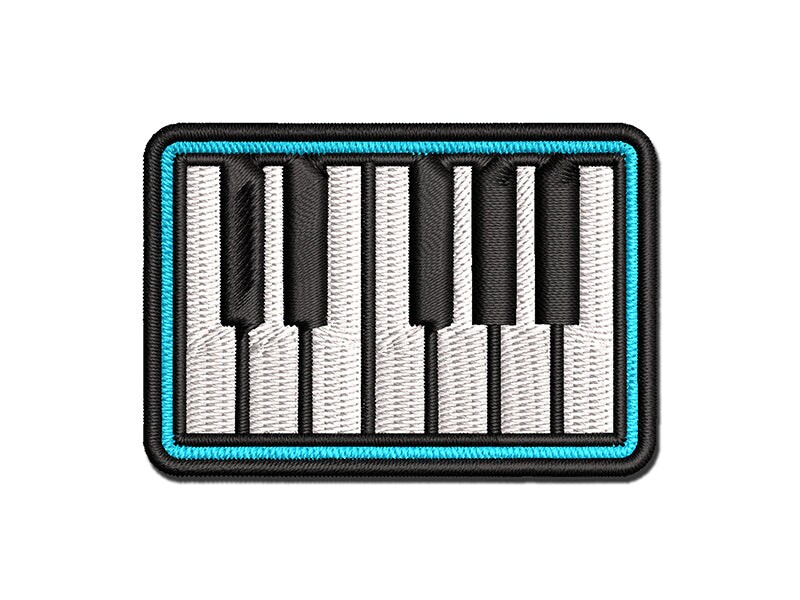 Piano Keys Octave Multi-Color Embroidered Iron-On or Hook &#x26; Loop Patch Applique