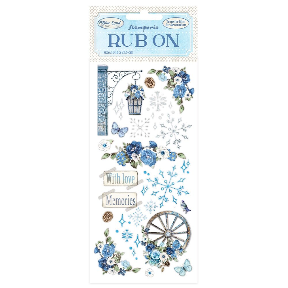 Stamperia Rub-On 4&#x22;X8.5&#x22;-Blue Land