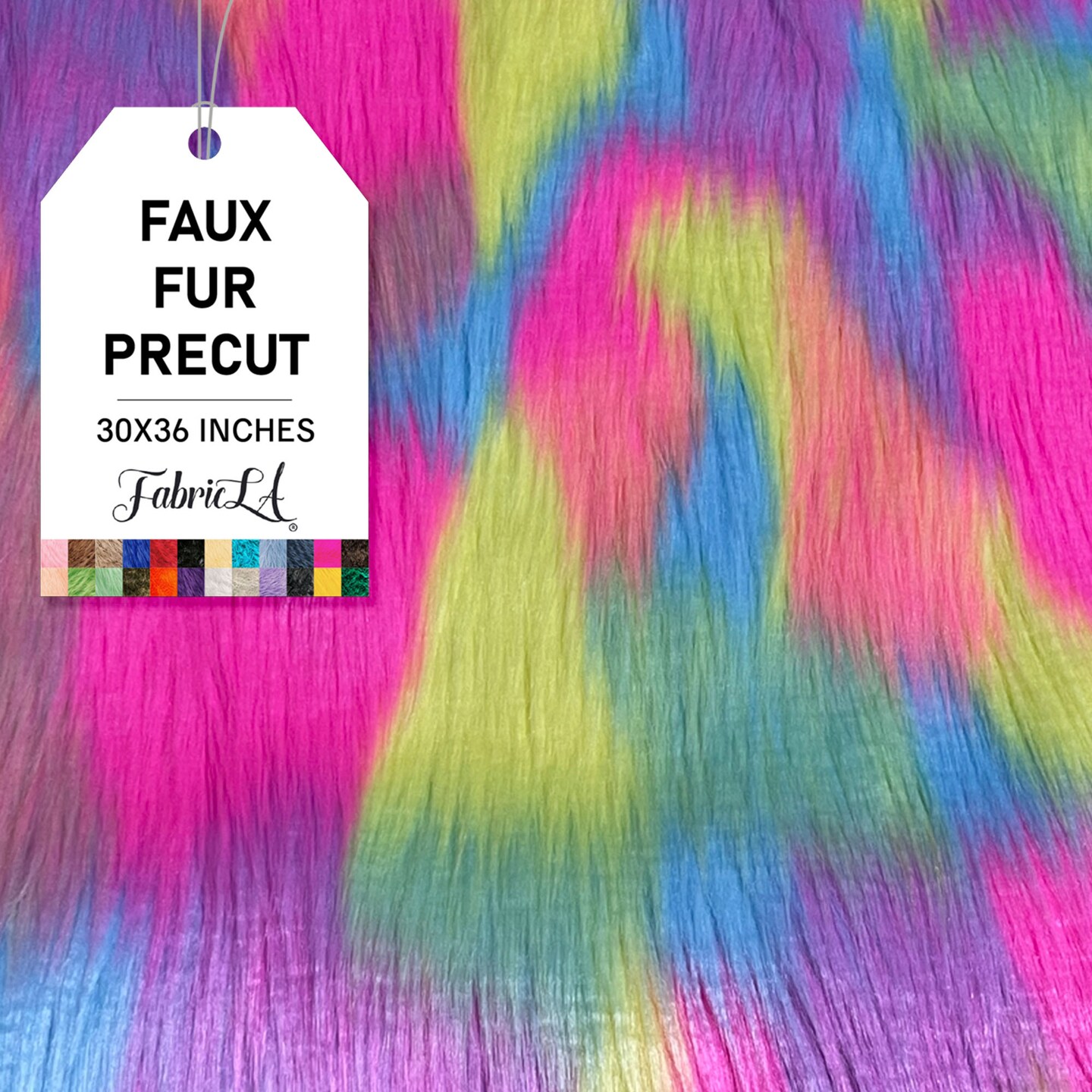 FabricLA | Faux Fur Fabric | 30" X 36" Inch Wide Pre-Cut Shaggy | Fake Fur Fabric | DIY, Craft Fur Decoration, Fashion Accessory, Hobby | Pastel Patch
