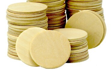 100 Round Unfinished 1.5" Wood Cutout Circles Chips for Crafts, Games, Ornaments