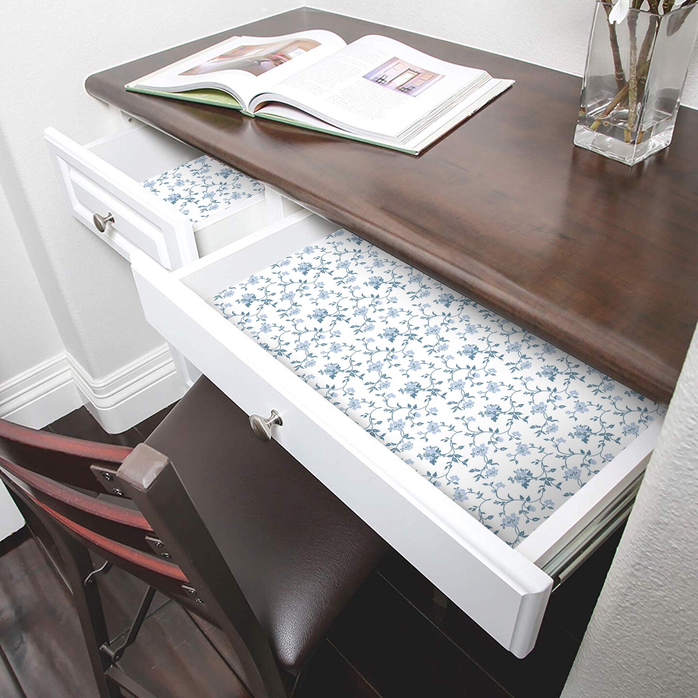 Smart Design Bonded Grip Shelf Liner - 12 inch x 10 feet - Wisteria Blue