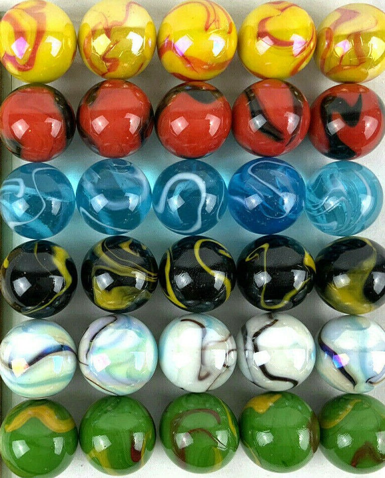 LARGE 30 DELUXE 1&#x22; (25mm) Replacement Marbles Aggravation Board game GLASS