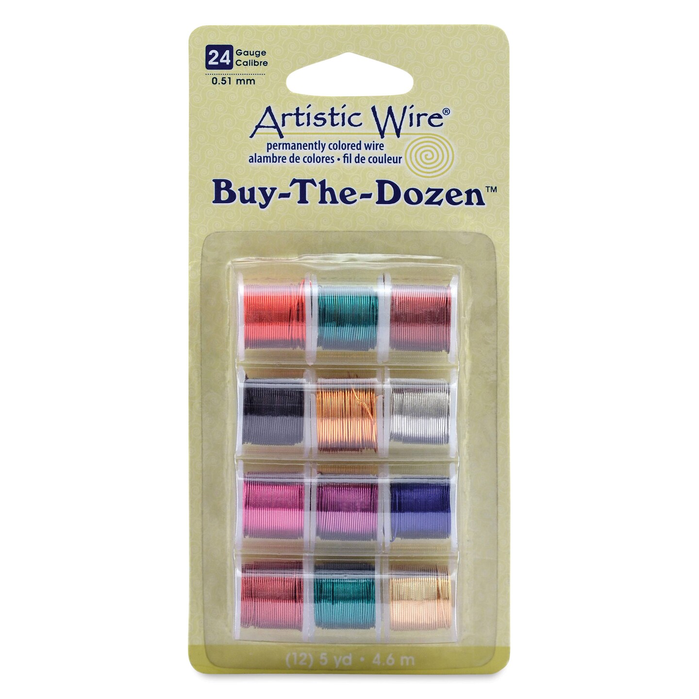 Artistic Wire Colored Copper Craft Wire - Buy-The-Dozen, Assorted Colors, 24 Gauge, 15 ft, Set of 12
