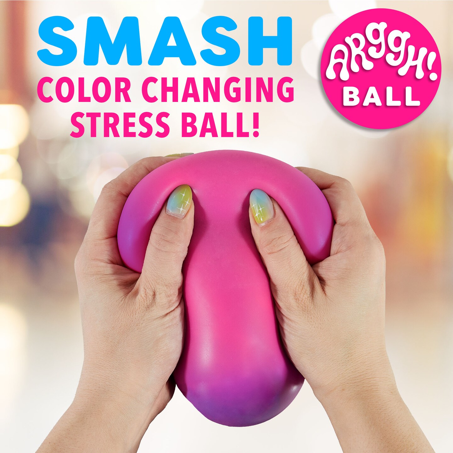 Power Your Fun Arggh Stress Ball for Adults and Kids - Pink/Purple