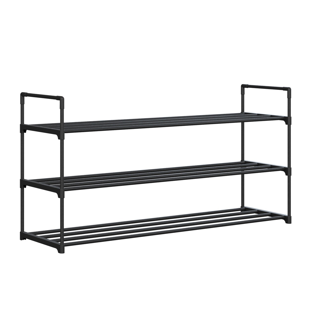 3-Tier Black Shoe Rack Organizer Holds 15 Pairs Durable Plastic Space Saving Storage
