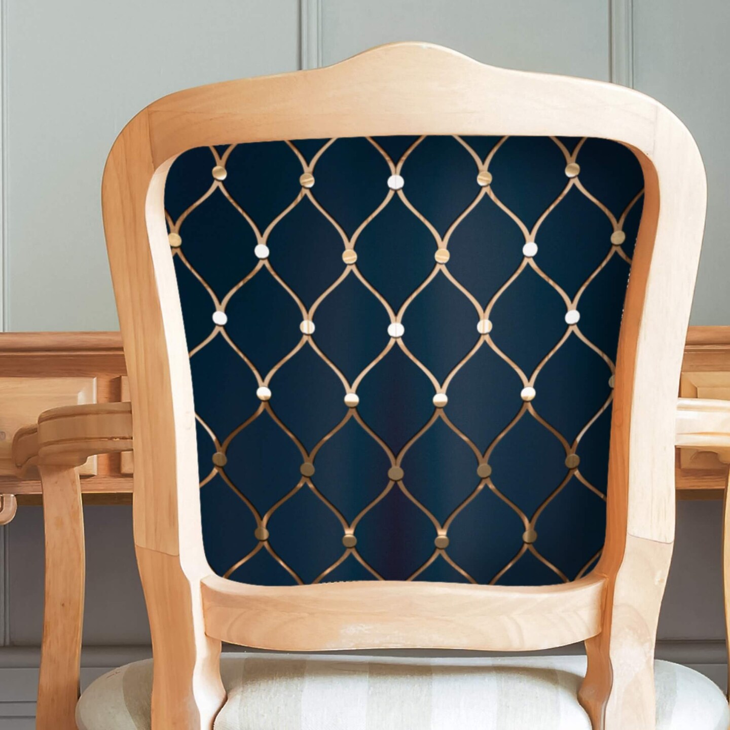 Peel and Stick Craft Paper. Navy and Gold Geometric Print. 12-Pack of mbossed Peel and Stick Cardstock