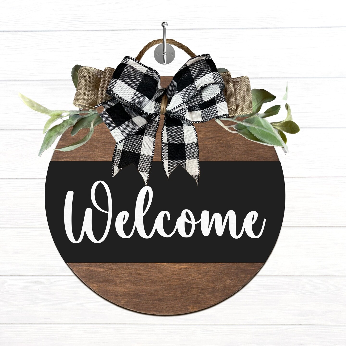 Welcome Sign shops Wooden Door Hanger