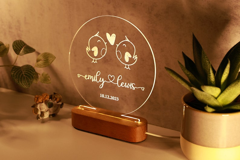 Custom Night Light as Valentines Day Gift - Anniversary gift sold - Romantic gift for