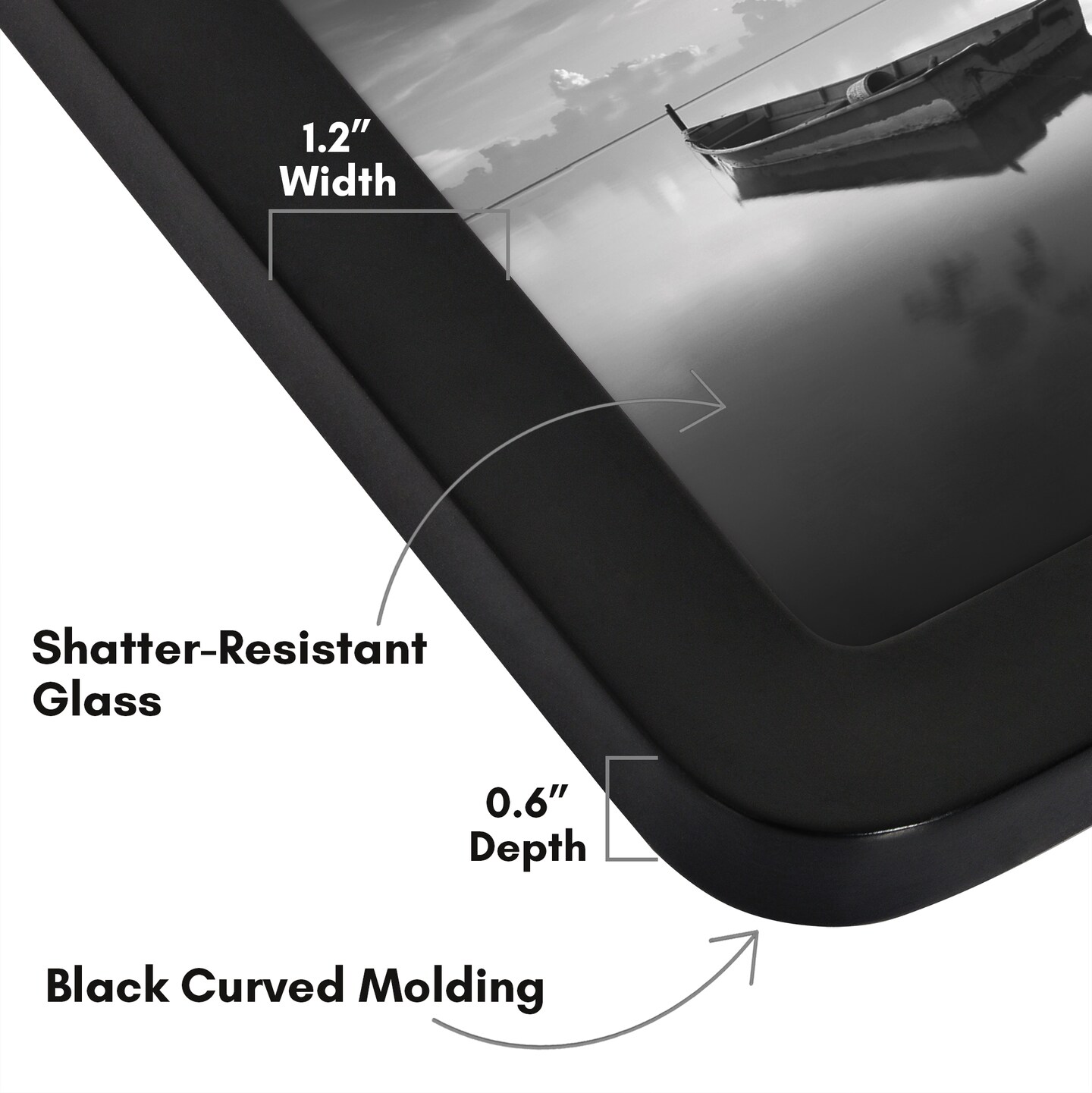 Americanflat Curved Corner Photo Frame - Picture Frame with Round Corners - Shatter Resistant Glass - Triangle Hanging Hardware - Easel for Tabletop Display - Black