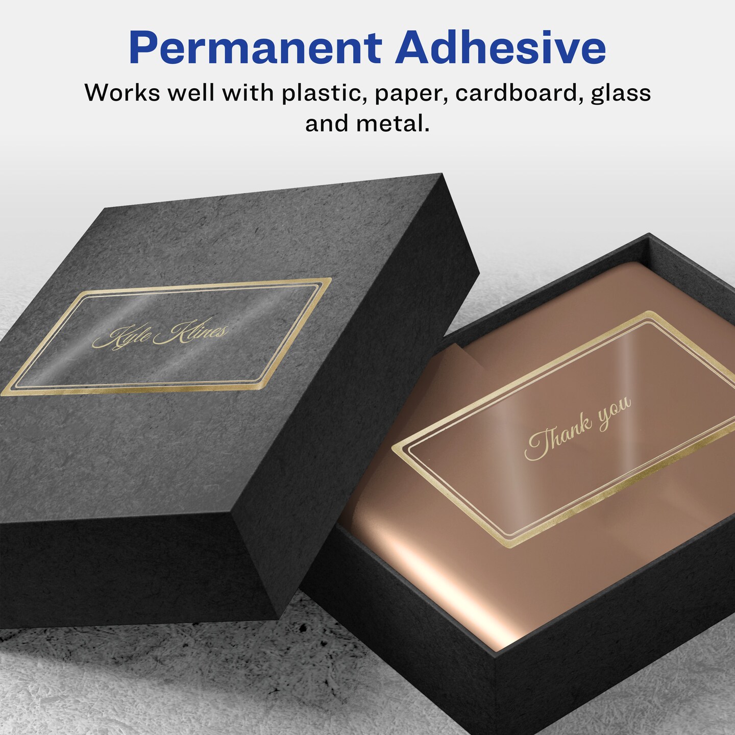 Avery Printable Glossy Clear Labels, 2" x 4" Rectangle Labels, Clear with Metallic Gold Border, Permanent Adhesive, Laser & Inkjet Compatible, 60 Blank Labels (6552)