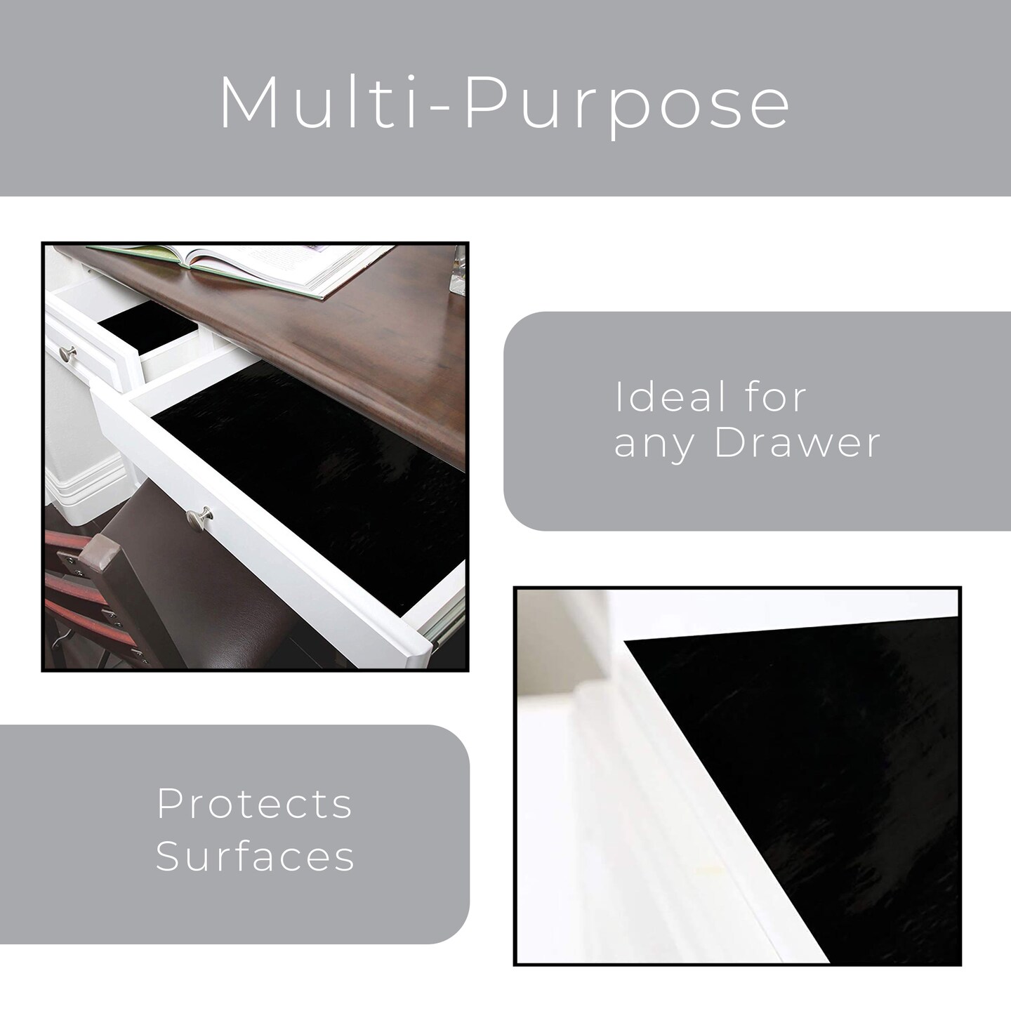 Smart Design Adhesive Shelf Liner - 18 in x 20 ft Roll - Black