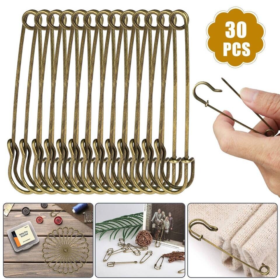 30pcs Safety Pins Extra Large 2.76&#x22; Diapers Sewing DIY Crafting Jewelry Beading