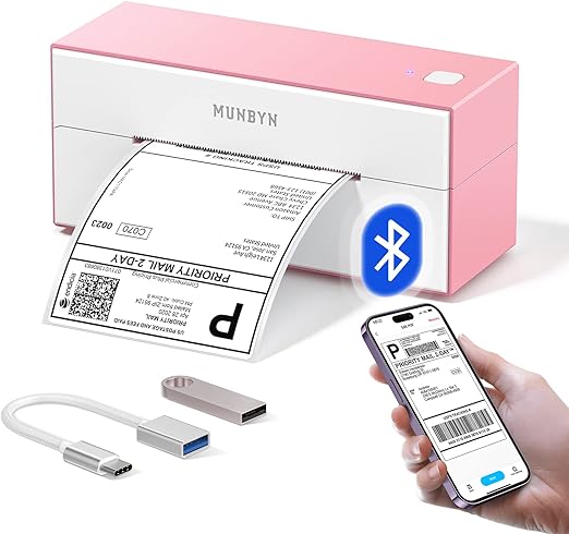 MUNBYN® Bluetooth Thermal Shipping Label Printer | 4x6 best Printer for Shipping Packages