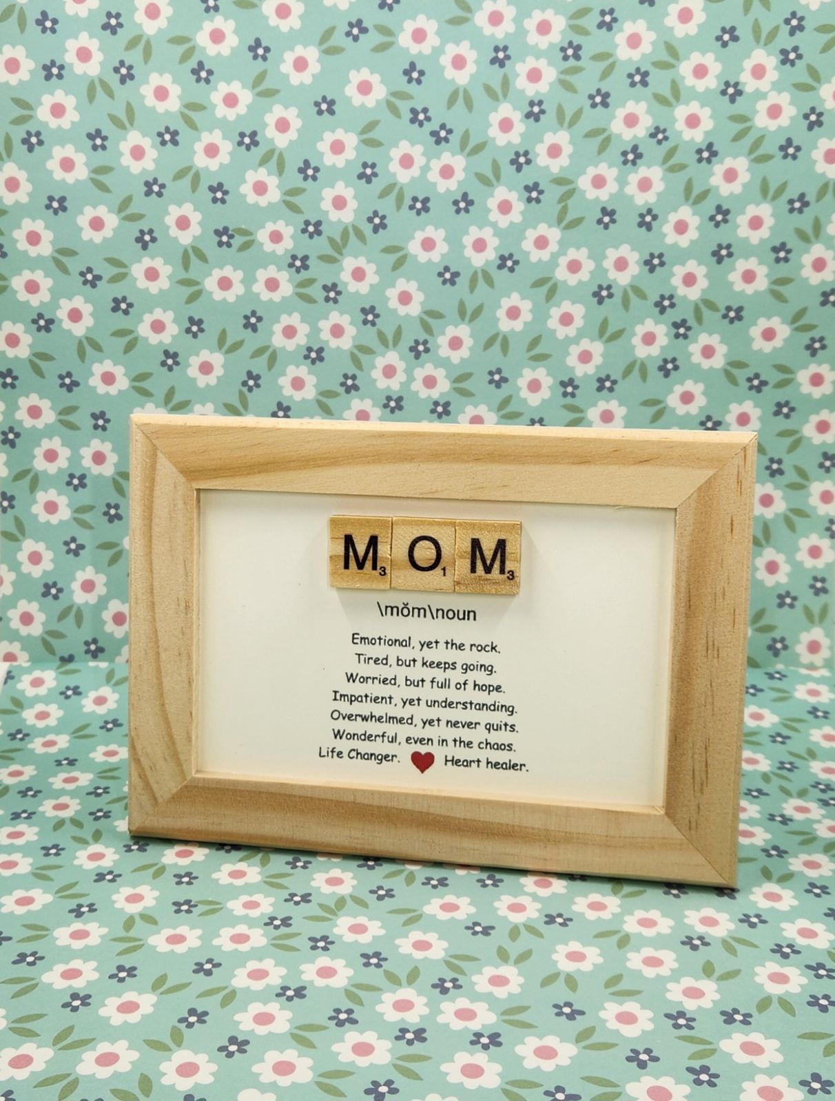 Mother's Day MOM Frame, Repurposed Scrabble Tiles, Natural Solid Wood Frame, Mom, Gift, Scrabble Tiles 310400714067951616