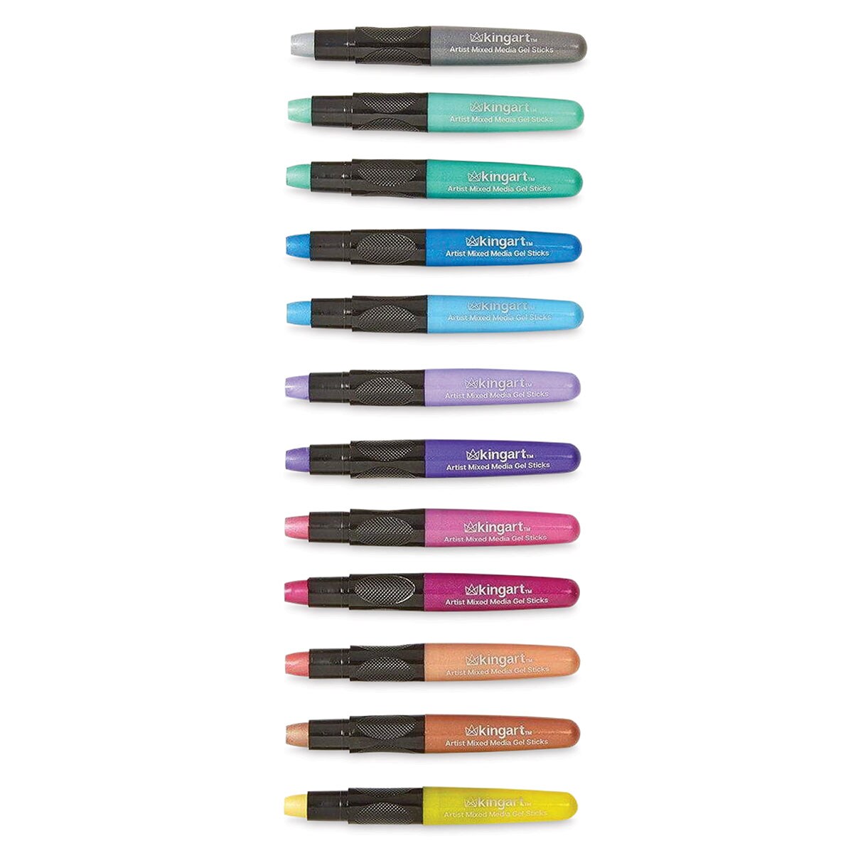 Kingart Mixed Media Gel Sticks - Set of 12, Metallic Colors