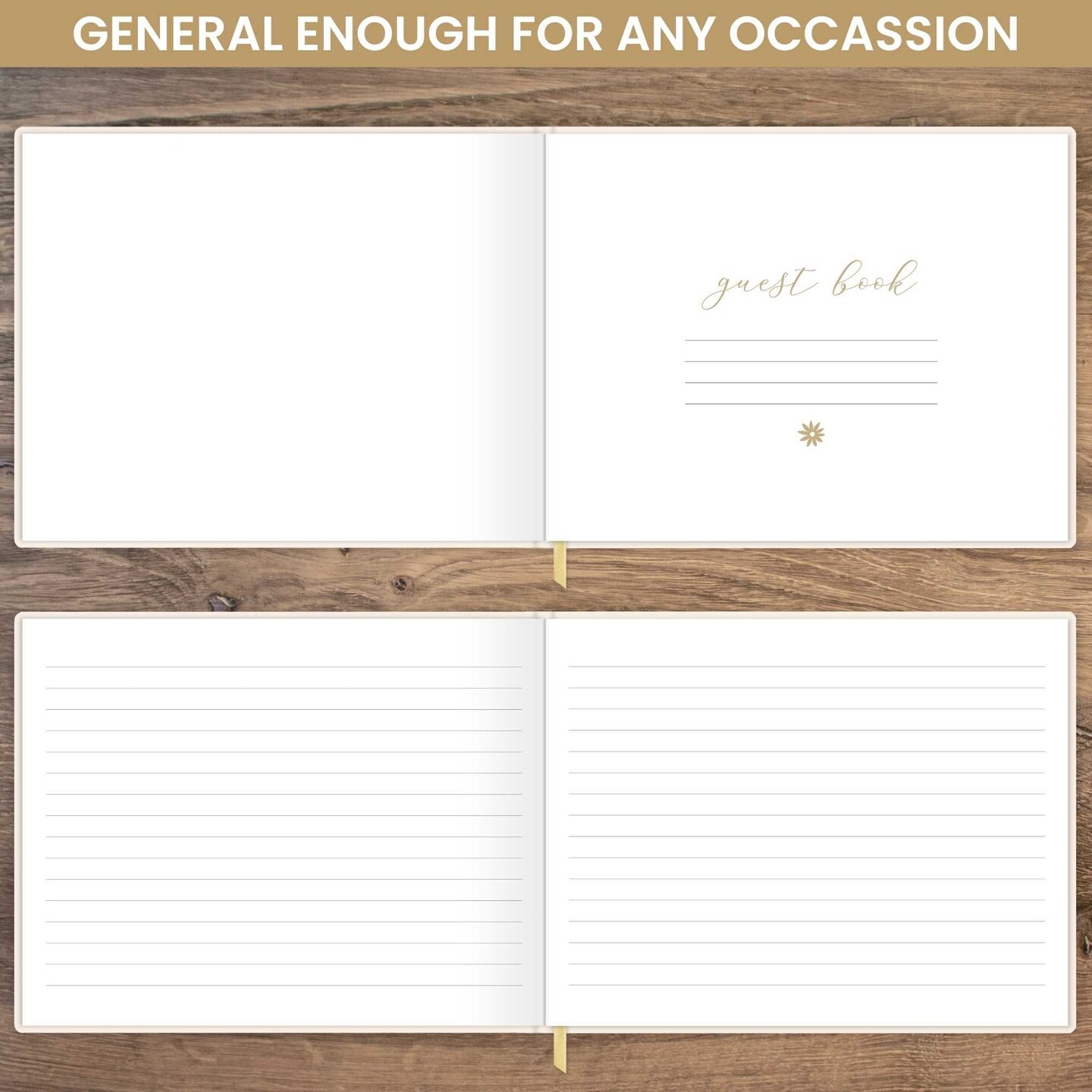 bloom daily planners Guest Book, Gold Linen