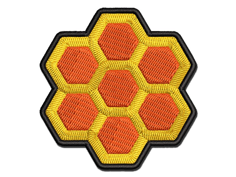 Simple Honeycomb Outline Multi-Color Embroidered Iron-On or Hook &#x26; Loop Patch Applique