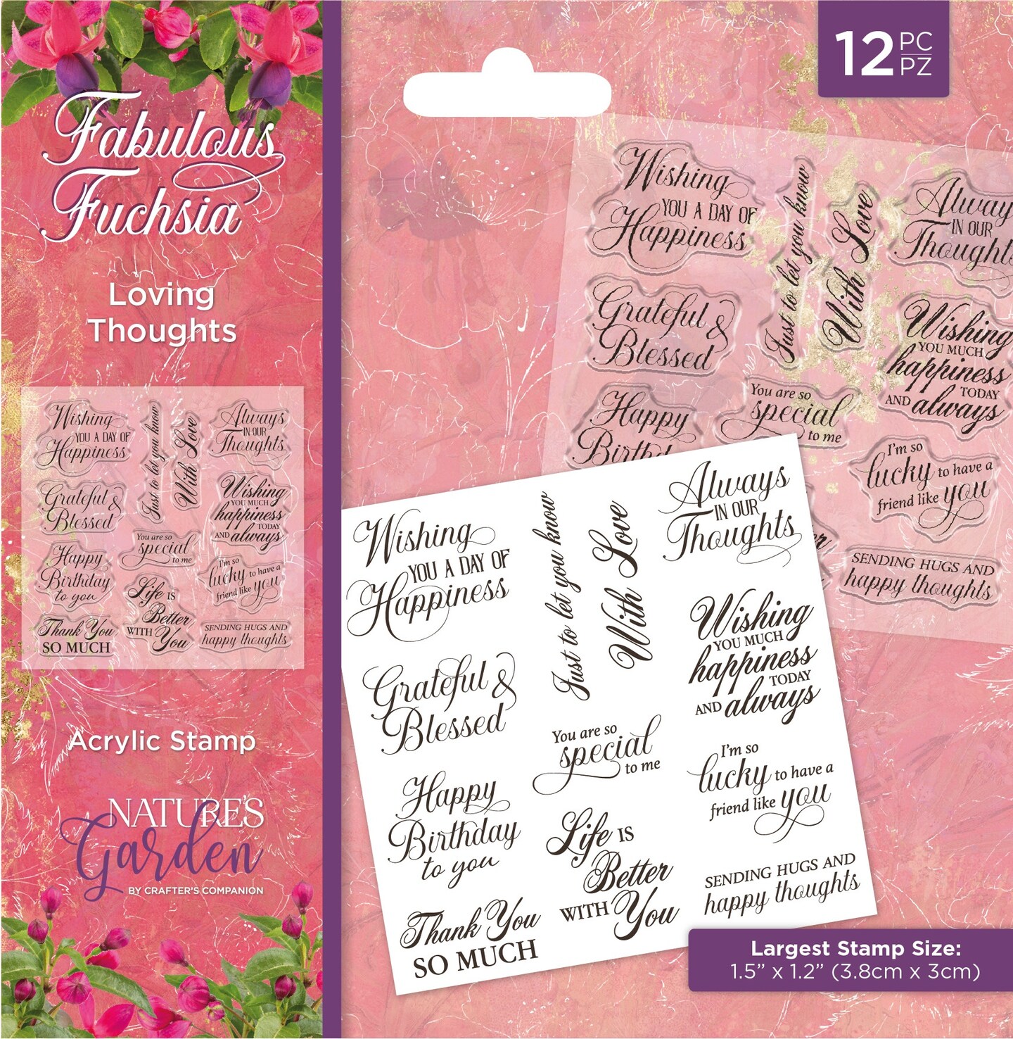 Nature&#x27;s Garden Fabulous Fuchsia Clear Stamp-Loving Thoughts