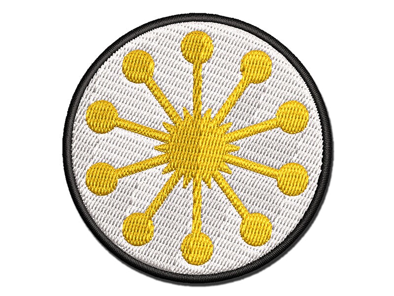 Sakura Cherry Blossom Pistil Center Multi-Color Embroidered Iron-On or Hook &#x26; Loop Patch Applique