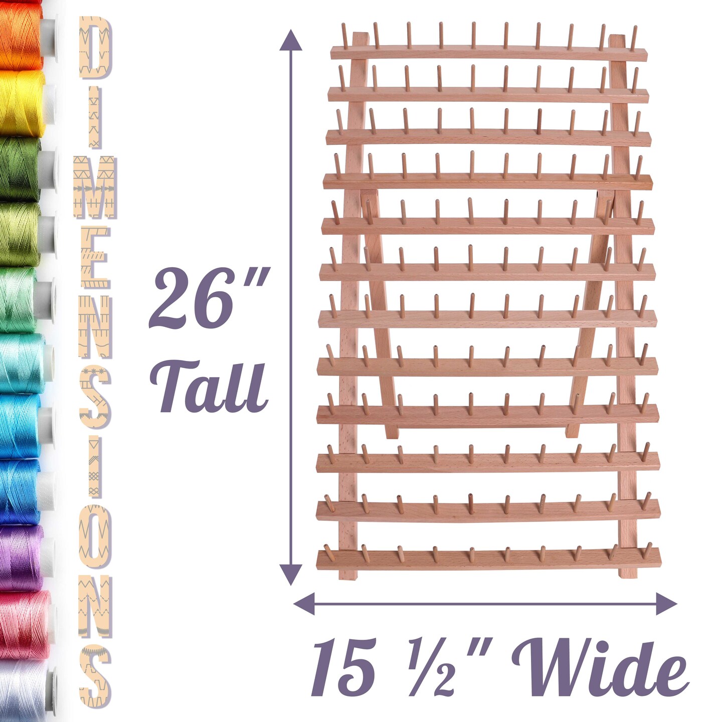 Premium Beechwood 120-Spool Sewing and Embroidery Thread Rack