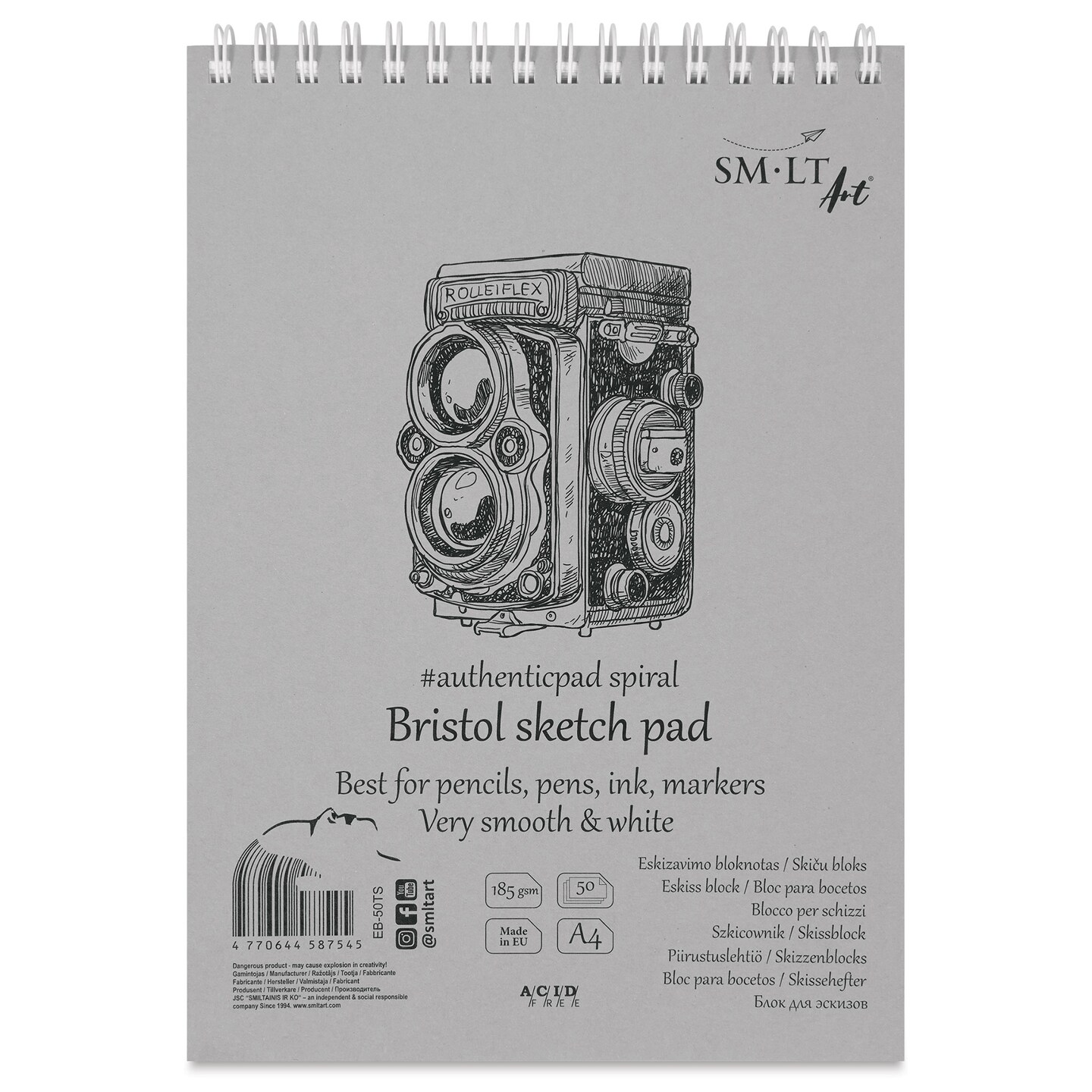 SMLT Art Wirebound Bristol Pad - 5-7/8&#x22; x 8-1/4&#x22;, 50 Sheets