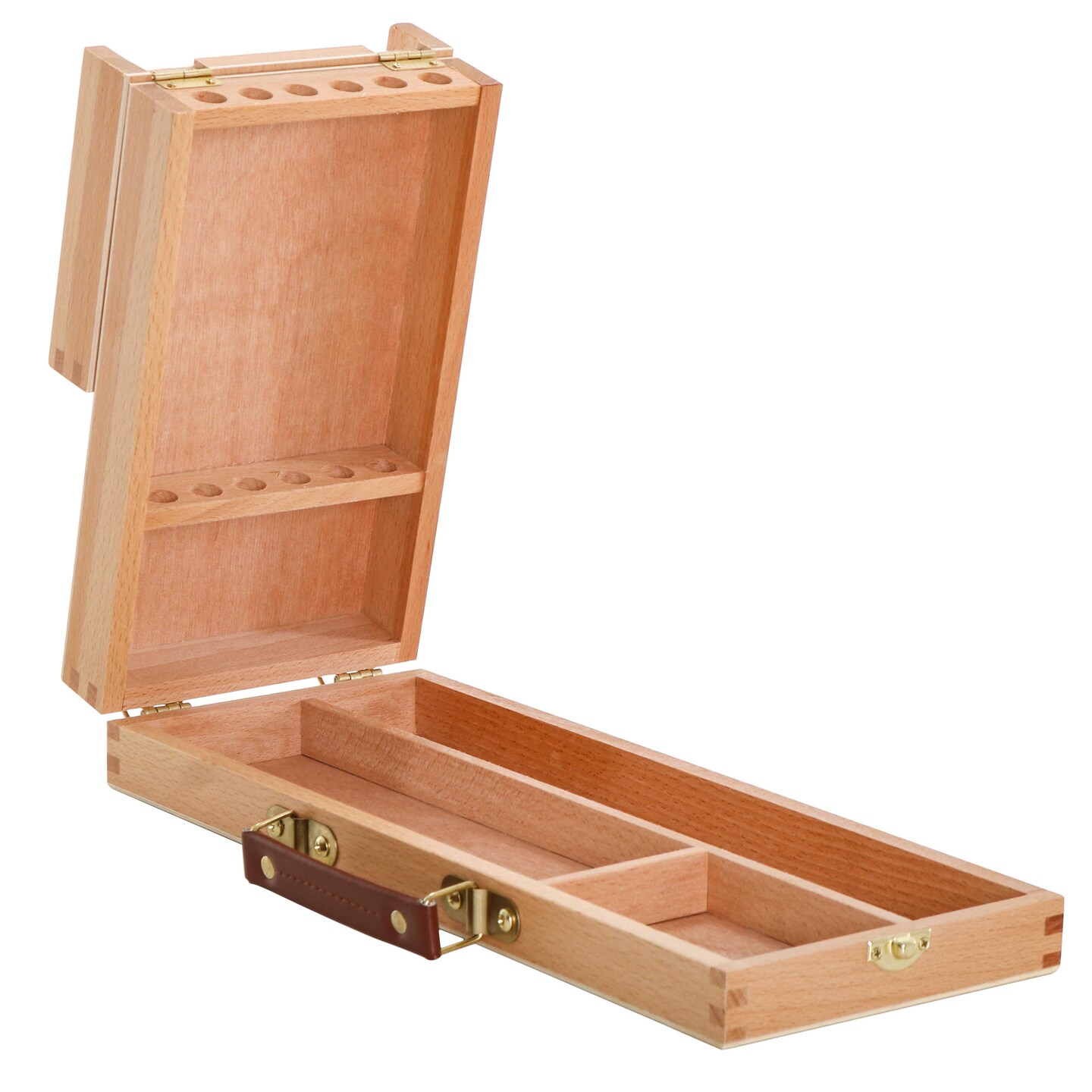 Wooden Flip Opening Artist Brush &#x26; Tool Box
