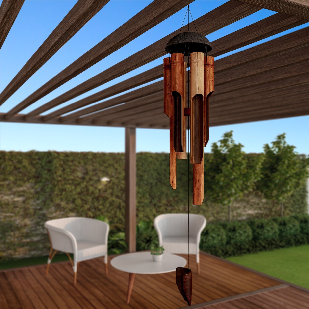 Pure Garden Bamboo Wind Chime 38 In Natural Environment Hand Crafted Hand Tuned Wind Chimes