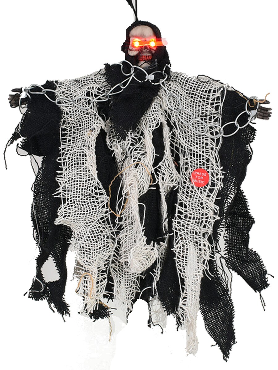 Hanging Skeleton Ghost With Lights And Sounds Decoration