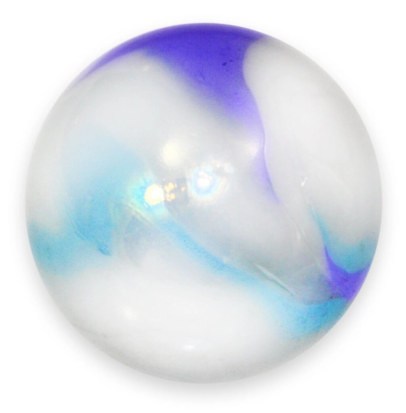 Toe Breaker 50mm (2") TIGER SHARK White/Blue Swirl Marbles glass Toebreaker HUGE