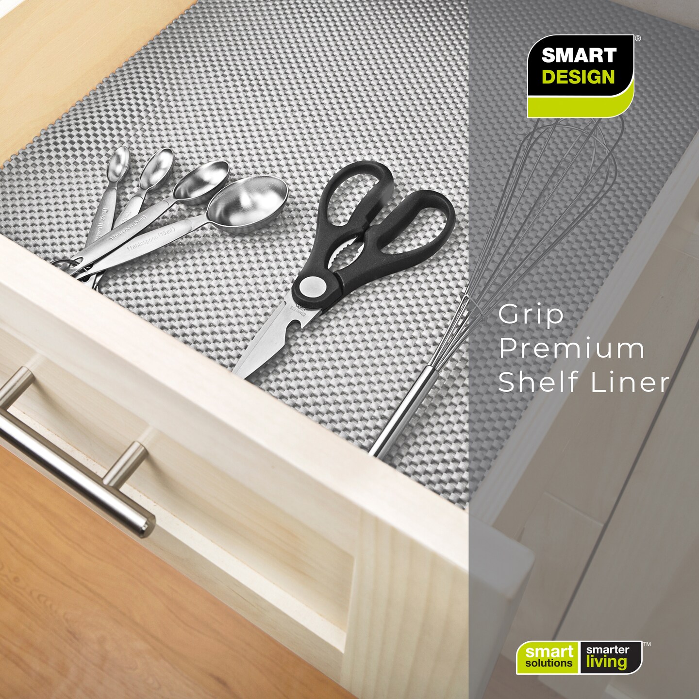 Smart Design Premium Grip Shelf Liner - 18 Inch x 8 Feet - Cool Gray