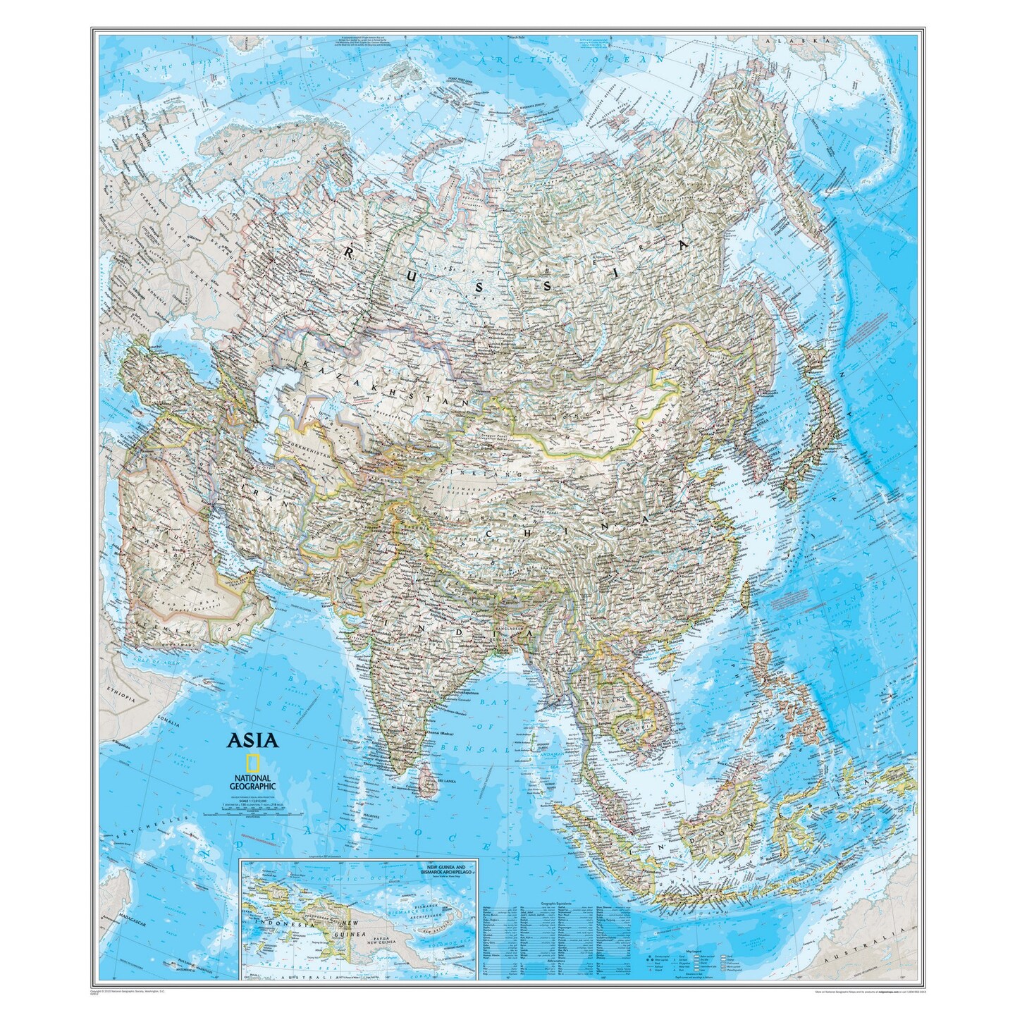 Asia Wall Map, 34&#x22; Width, 38&#x22; Length