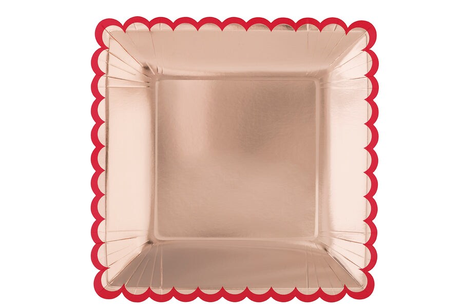 Lovely Galentine Scalloped Edge 10&#x22; Square Plates, 8ct