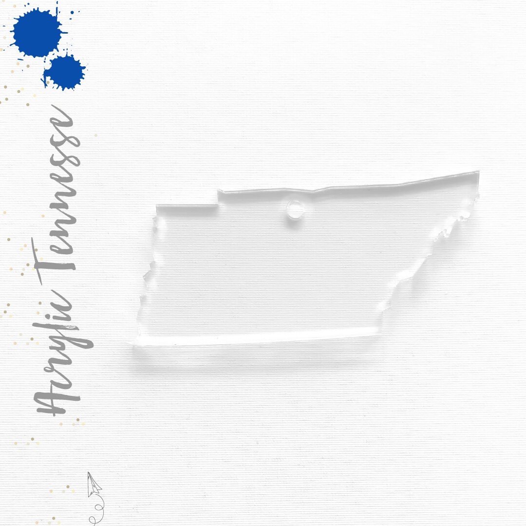 25 Acrylic Keychains Blank STATE TENNESSEE 2.5" or 3" Dim. 1,8" Thick laser cut With Polished